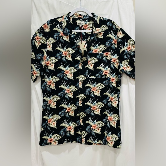 Jeremiah Other - Jeremiah Linen Blend Black Floral Button Down Shirt Mens Size L Short Sleeve NWT